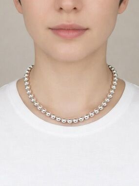 Sterling Silver 10MM Beaded 18' Necklace - classic, 14 gms, pristine